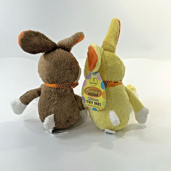 2 Reese's Yellow & Brown Bunny Rabbit Plush Floppy Ears Peanut Butter Sings 9" - Picture 2 of 16